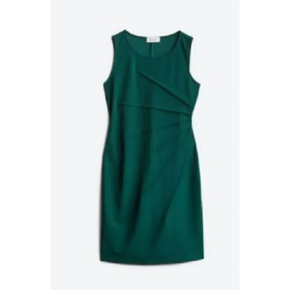 NWT Kaileigh Dark Green Emory Scuba Crepe Pull On Style Dress, Small